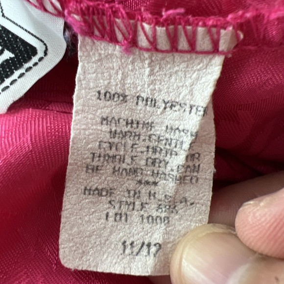 Greenwich Square Button Down Top Women 11/12 Pink Floral Embossed Satin Mandarin - Picture 6 of 13